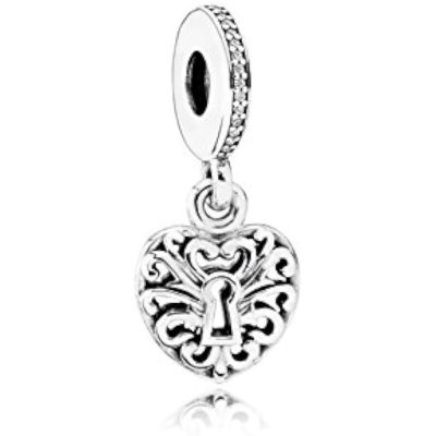 Pandora Charm-Anhänger Verschlungenes Herzschloss Silber 791876CZ
