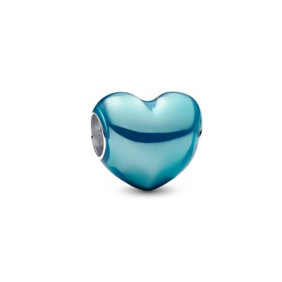 Pandora Charm Himmelblaues Metallic-Herz Sterling-Silber 793337C06
