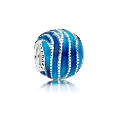 Pandora 797012ENMX Charm Blue Wellen Sterling Silber