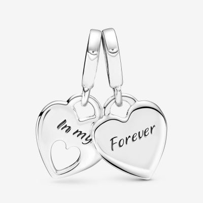 Pandora 799187C01 Charm-Anhänger Doppeltes Herz Mutter-Tochter Silber