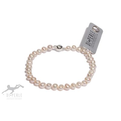 Di Perle 82562190 Armband Damen Süßwasserzucht-Perlen mit Magnetverschluss Silber 19 cm