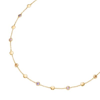 Karat Halskette Zirkonia Farbsteine Sterling Silber Vergoldet 913419450