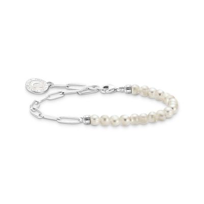 Thomas Sabo Charm-Armband Weiße Perlen und Coin Silber A2129-158-14 