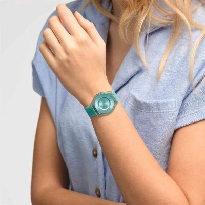 Swatch SS08L100 Armband-Uhr Pastelicious Tea Analog Quarz Silikon-Band Ø 34 mm