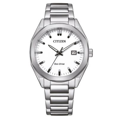 Citizen Unisex-Uhr Eco-Drive Weiß Quarz Edelstahl-Armband BM7620-83A