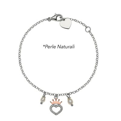 Disney BS00009TPZL-55.CS Armband Damen Princess Herz Krone Perle Silber 17 cm