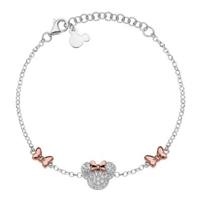 Disney BS00041TZWL-55.CS Armband Mädchen Damen Minnie Maus Schleifen Silber 17 cm