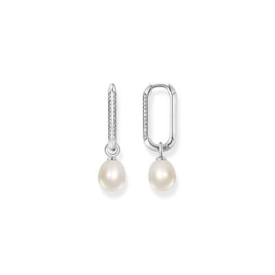 Thomas Sabo CR689-643-14 Creolen Ohrringe Damen Glieder und Perlen Silber