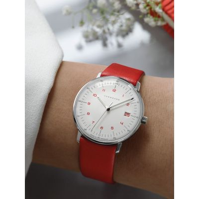 Junghans 47/4541.02 Damen-Uhr Max Bill Analog Quarz Leder-Armband