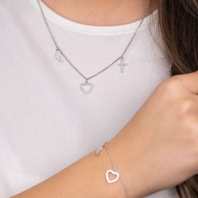 Engelsrufer Halskette Glaube Liebe Hoffnung Zirkonia Silber ERN-FLH-ZI