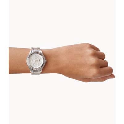 Fossil ES5108 Damen-Uhr Stella Sport Multifunktion Quarz mit Edelstahl-Armband