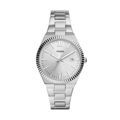 Fossil ES5300 Damen-Uhr Scarlette Analog Quarz mit Edelstahl-Armband Ø 38 mm