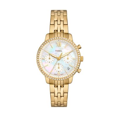 Fossil Damen-Uhr Neutra Chronograph Edelstahl-Armband Gold-Ton ES5358