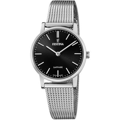 Festina Damen-Uhr Swiss Made Analog Quarz Edelstahl-Armband F20015/3