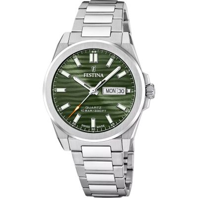 Festina Herren-Uhr Swiss Made Analog Quarz Edelstahl-Band F20073/4