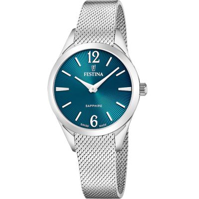 Festina Damen-Uhr Swiss Made Grace Grün Quarz Edelstahl-Band F20076/4