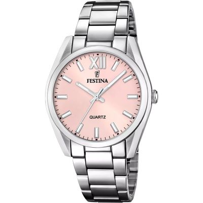 Festina F20622/2 Damen-Uhr Boyfriend Roségold Analog Quarz mit Edelstahl-Armband
