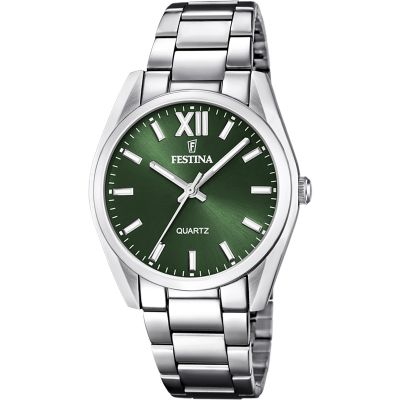 Festina Damen-Uhr Boyfriend Alegria Grün Quarz Edelstahl-Band F20622/4