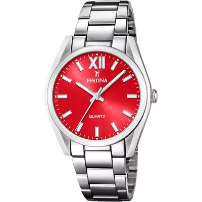 Festina F20622/B Damen-Uhr Boyfriend Analog Quarz mit Edelstahl-Armband