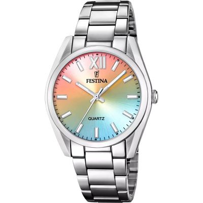 Festina Damen-Uhr Boyfriend Analog Quarz Edelstahl-Armband F20622/H