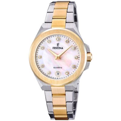Festina Damen-Uhr Mademoiselle Quarz Edelstahl-Band Gold-Ton F20702/1