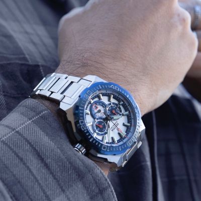 Festina Herren-Uhr Chrono Bike Blau Quarz Edelstahl-Armband F20724/1