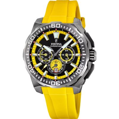 Festina Herren-Uhr Chrono Bike Gelb Quarz Kautschuk-Armband F20725/1