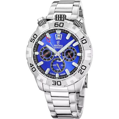 Festina Herren-Uhr Bullhead Blau Chronograph Quarz Edelstahl F20743/3