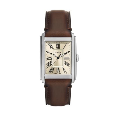 Fossil Herren-Uhr Carraway Analog Quarz Braun Leder-Band FS6012