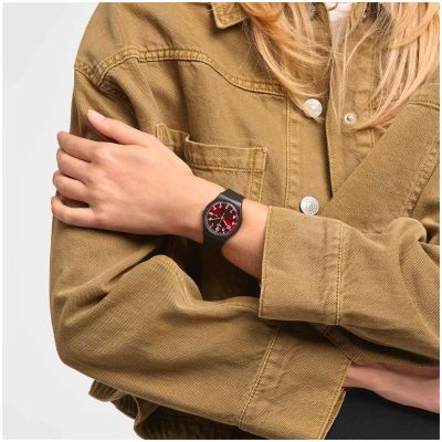 Swatch SO28B704 Armband-Uhr Sir Red Analog Quarz Biobasierte Material-Band