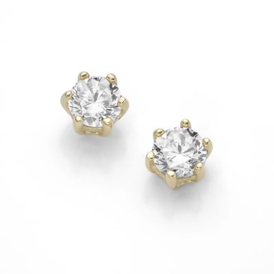 Karat 94014940 Ohrringe Ohrstecker Damen 375/- Gelb-Gold Zirkonia Weiss Ø 5 mm