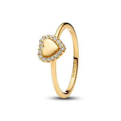 Pandora Ring Herz Strahlenkranz Zirkonia Vergoldet 163801C01