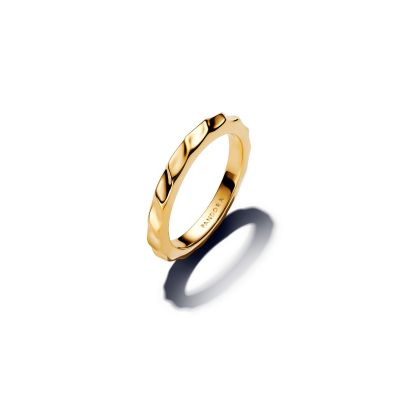 Pandora Ring Damen Gewelltes Band 14 Karat Vergoldet 163885C00