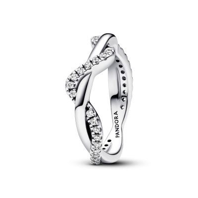 Pandora 193098C01 Ring Damen Funkelnde Verschlungene Welle Zirkon Silber