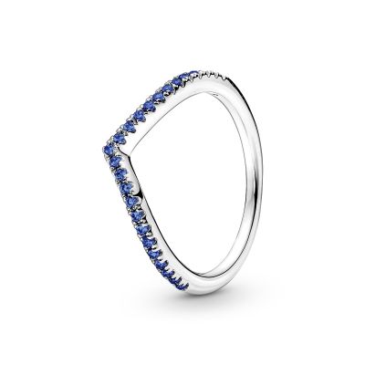 Pandora 196316C02 Ring Damen Timeless Wishbone Funkelnd Blau Silber