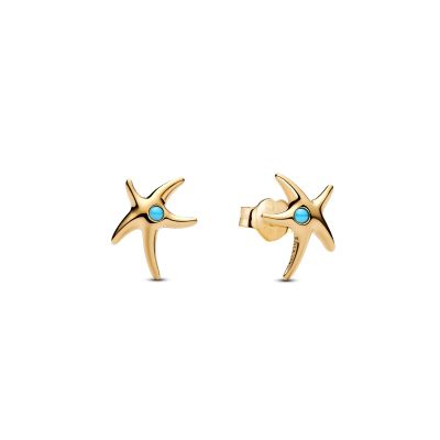 Pandora Ohrstecker Damen Seestern Kristall 14K Vergoldet 263820C01