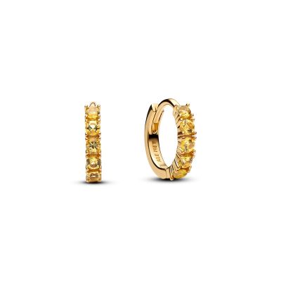 Pandora Ohrringe Huggie Damen Gelbe Kristalle 14K Vergoldet 263849C01