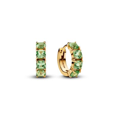 Pandora Creolen Ohrringe Damen Grüne Kristalle 14K Vergoldet 263851C01