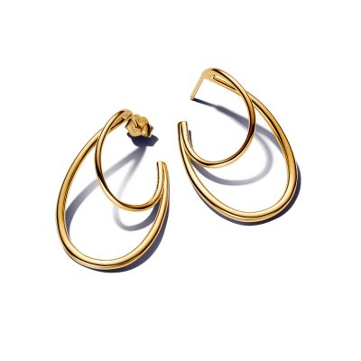 Pandora Ohrringe Damen Doppelt Organische Form 14K Vergoldet 263870C00