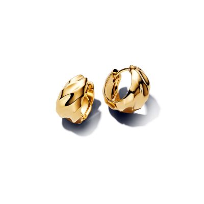 Pandora Creolen Ohrringe Damen Gewellt 14K Vergoldet 263874C00