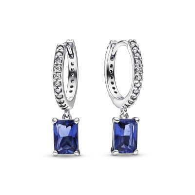 Pandora 292381C01 Creolen Ohrringe Damen Königsblau Rechteckig Funkelnd Silber