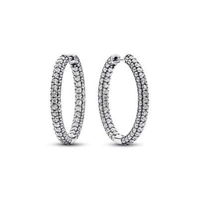Pandora 293016C01 Creolen Ohrringe Damen Timeless Einreihige Pavé Zirkon Silber