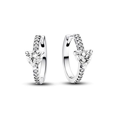 Pandora 293101C01 Creolen Ohrringe Damen Funkelndes Herz Zirkonia Sterlingsilber