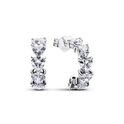 Pandora Ohrringe Damen Funkelnde Herzen Zirkonia Silber 293657C01
