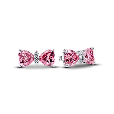 Pandora Ohrstecker Damen Rosa Schleife Zirkonia Silber 294265C01
