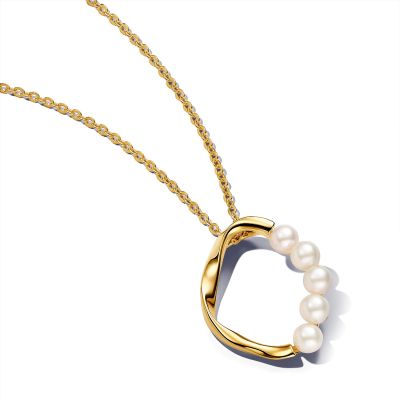 Pandora Essence Halskette Kreis mit Perlen Vergoldet 60 cm 363254C01