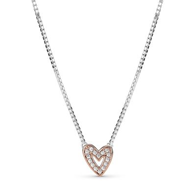Pandora 380089C01 Halskette Anhänger Funkelndes Freihand-Herz Silber 14k Rosé