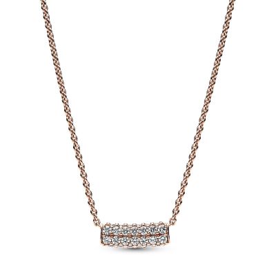 Pandora 382621C01 Halskette Doppelreihige Pavé-Stab Rosé Vergoldet