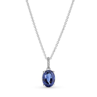 Pandora 390055C01 Kette mit Anhänger Statement Strahlenkranz Blau Sterlingsilber