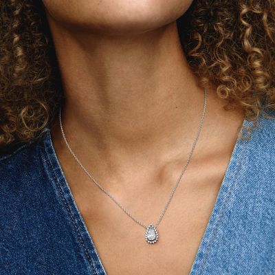 Pandora 392832C01 Collier-Halskette Damen Funkelnde Birnen-Kranz Zirkonia Silber
